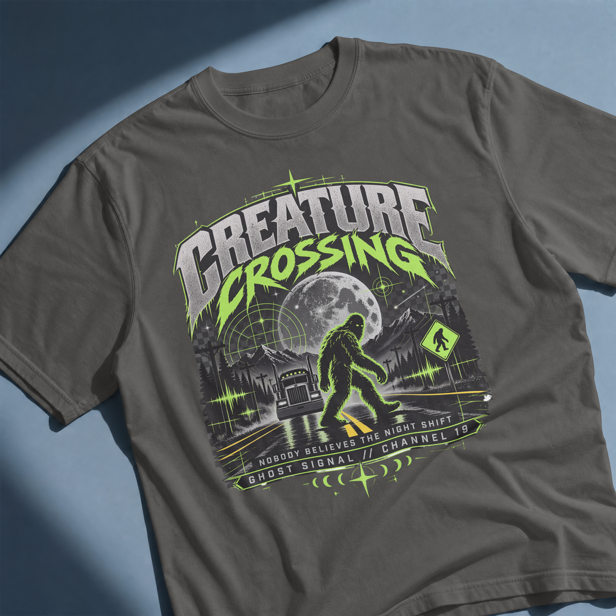Ghost Signal Alien Trucker T-Shirt – On My 34-Hour Reset UFO Graphic Tee
