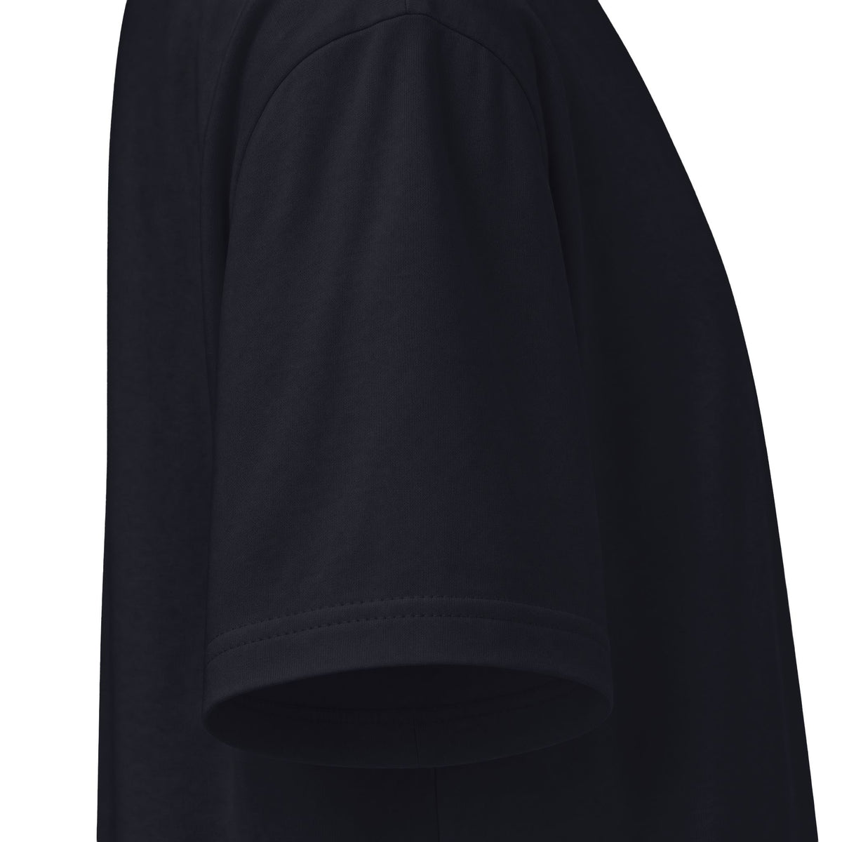 Navy sleeve and seam detail — Spooky Shift Halloween nurse tee