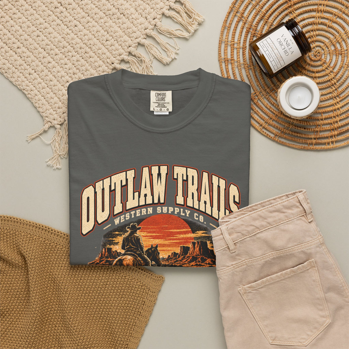Outlaw Trails Vintage Western T-Shirt — Frontier Division Graphic Tee