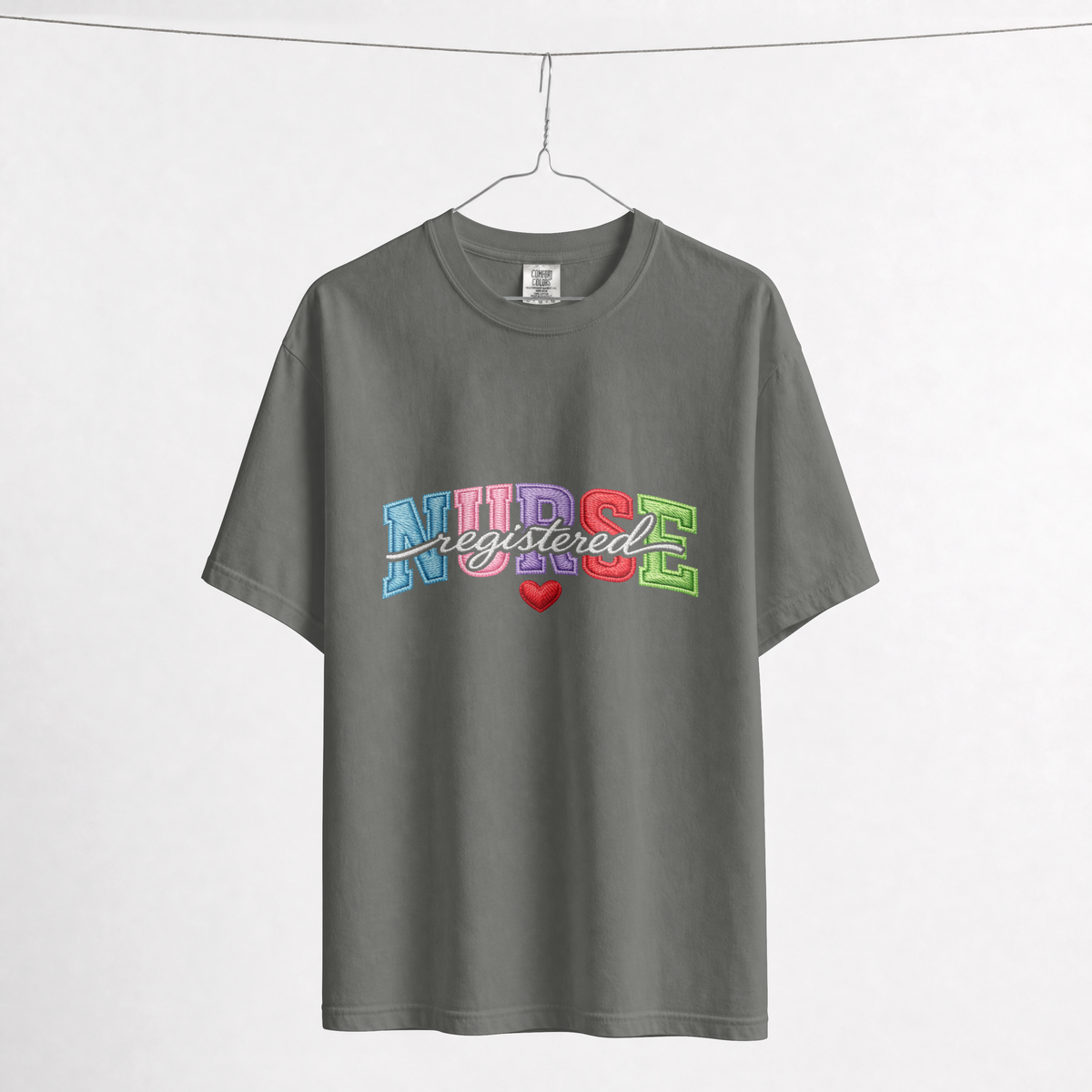 Registered Nurse Shirt – Faux Embroidered Varsity RN Tee