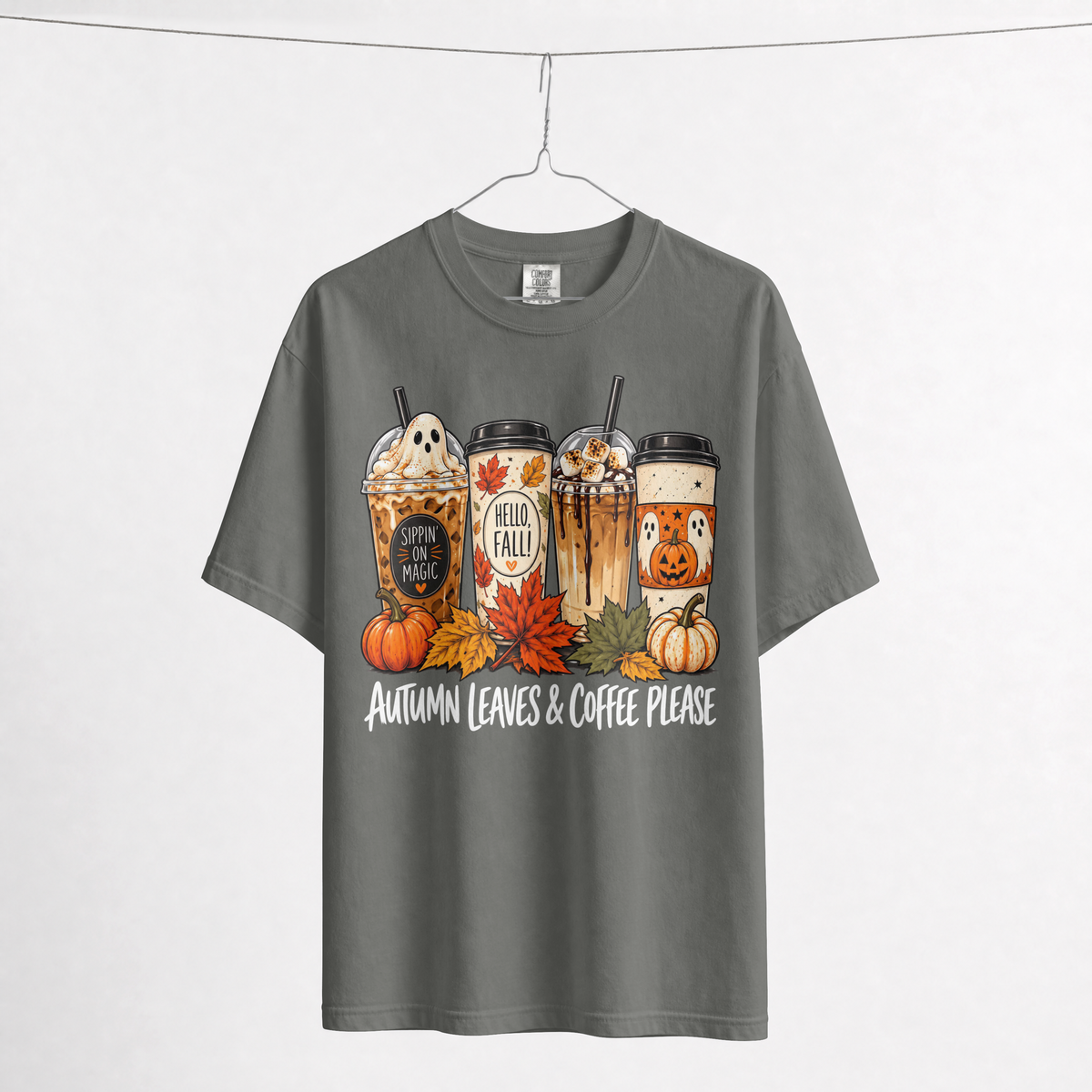 Autumn Leaves & Coffee Please Fall Coffee T-Shirt