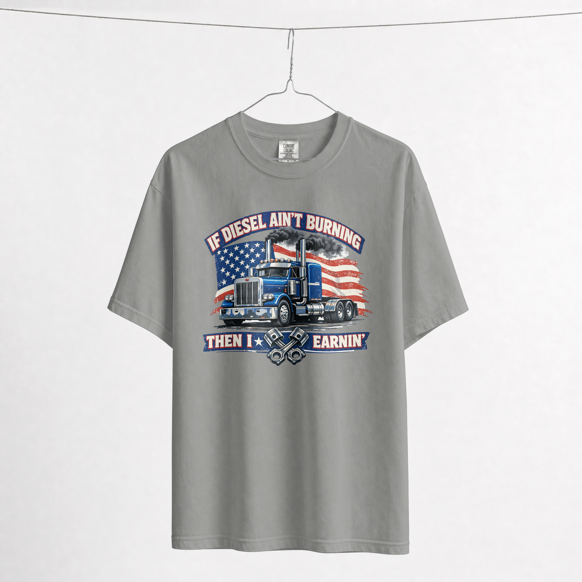 If Diesel Ain't Burning Trucker Shirt – American Flag Semi Truck Tee