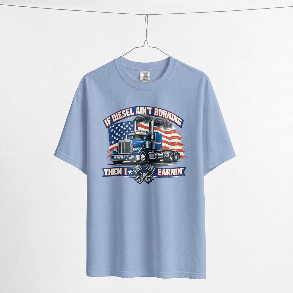 If Diesel Ain't Burning Trucker Shirt – American Flag Semi Truck Tee