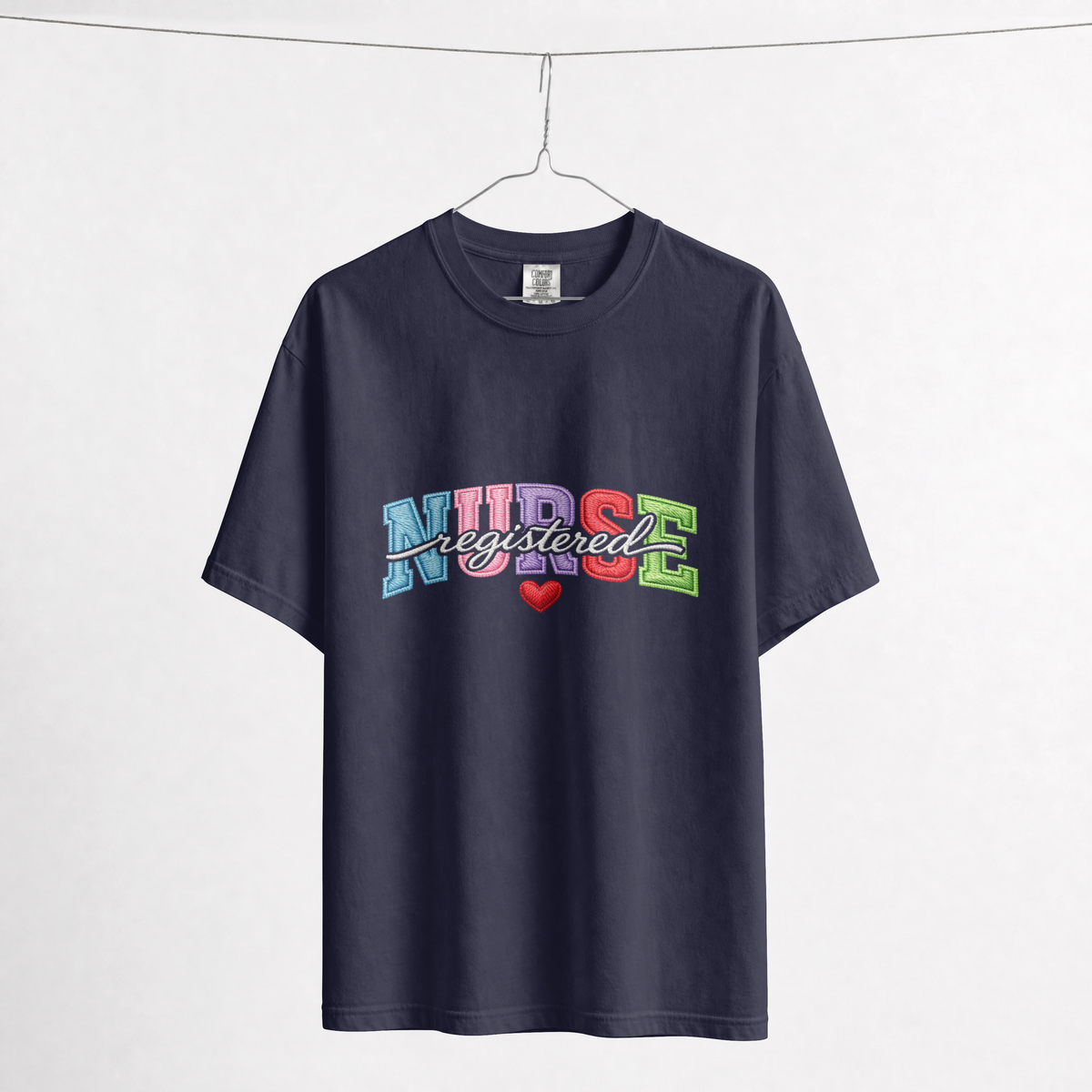 Registered Nurse Shirt – Faux Embroidered Varsity RN Tee
