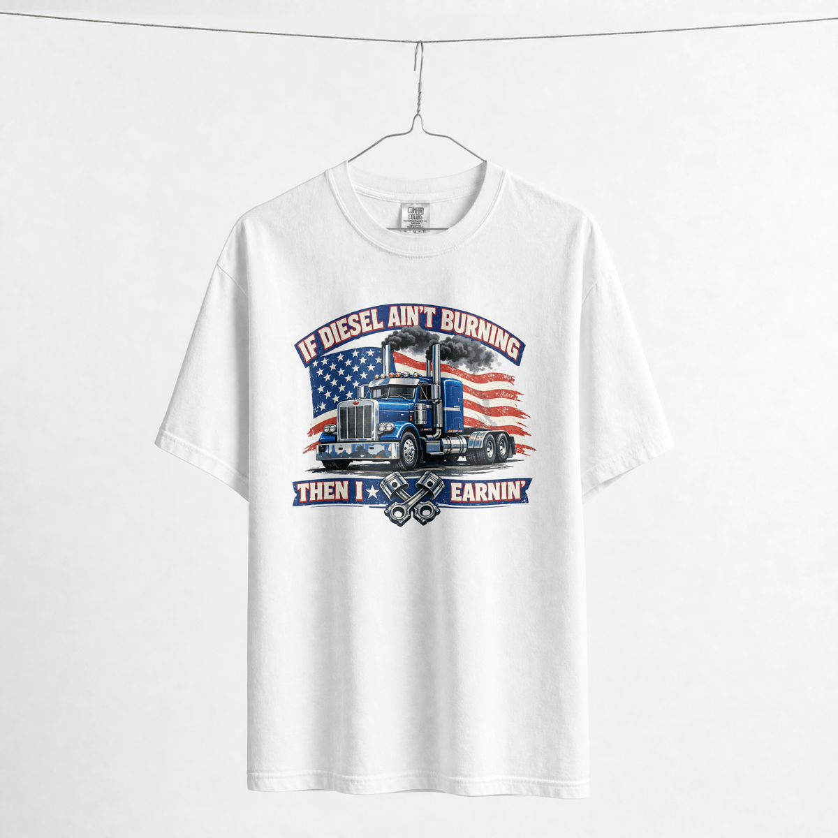 If Diesel Ain't Burning Trucker Shirt – American Flag Semi Truck Tee