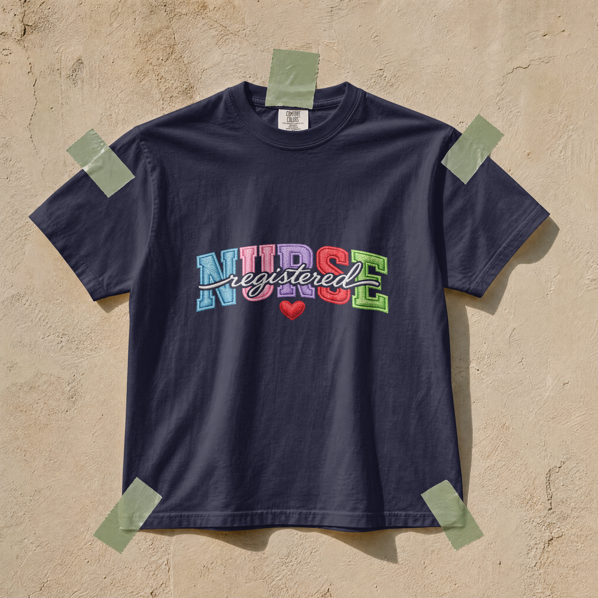 Registered Nurse Shirt – Faux Embroidered Varsity RN Tee