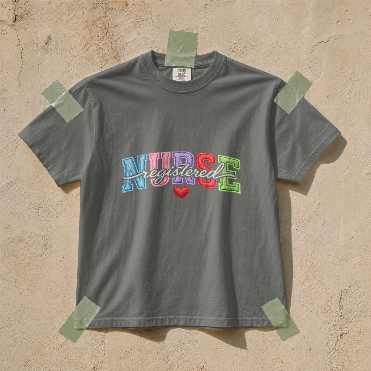 Registered Nurse Shirt – Faux Embroidered Varsity RN Tee