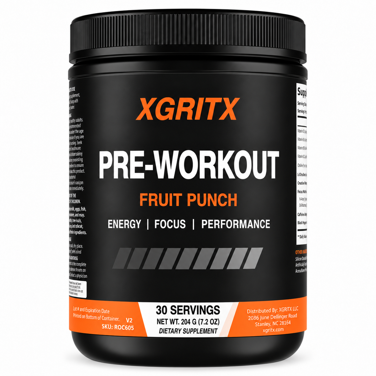 XGRITX High Octane Pre-Workout Powder – Fruit Punch | 200 mg Caffeine