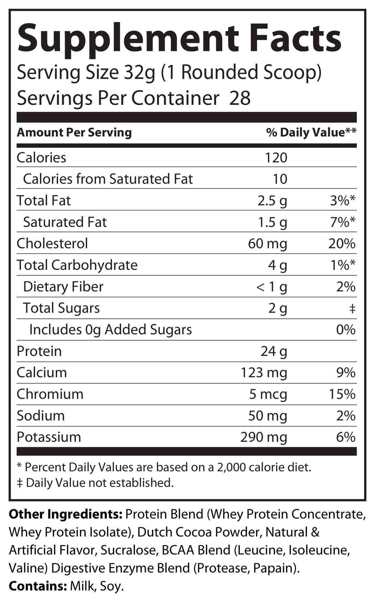 ROC607 Whey Protein Supplement Facts