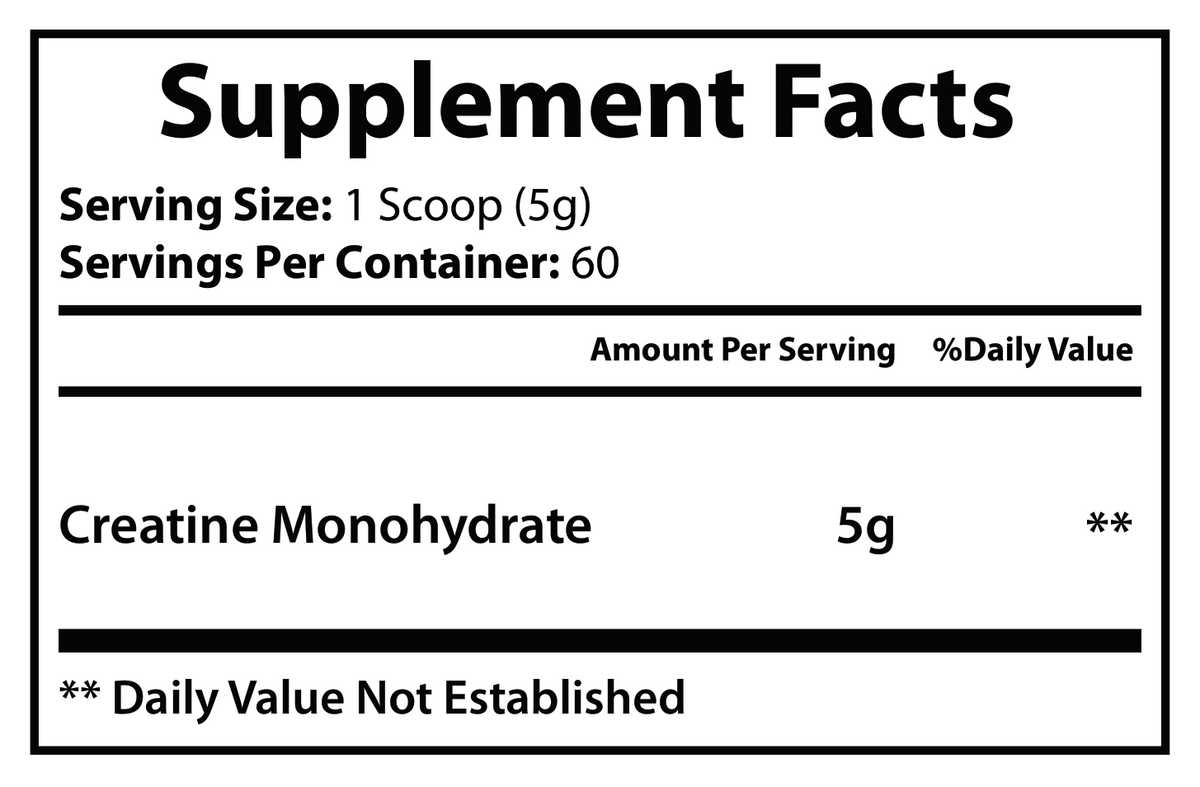 ROC609 Creatine Monohydrate Supplement Facts