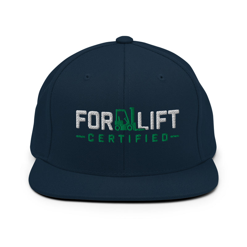Forklift Certified Original Embroidered Snapback Hat – Flat Brim Forklift Operator & Warehouse Worker Cap