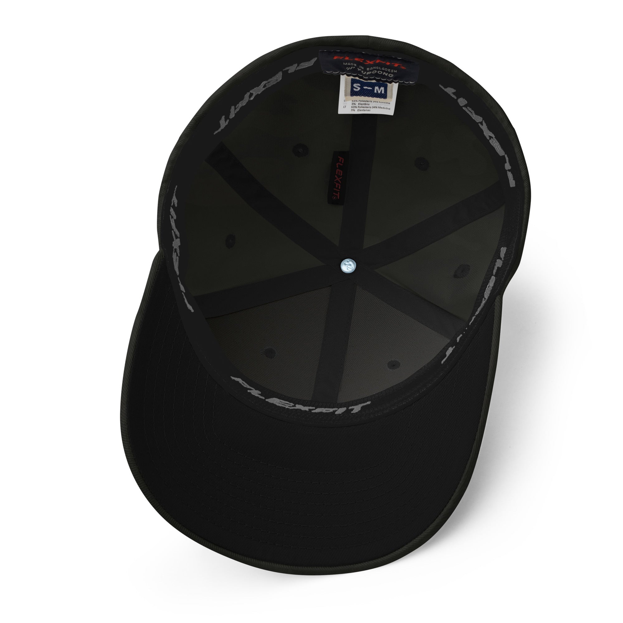 Close-up of embroidery and structured crown on Multicam Black forklift operator cap