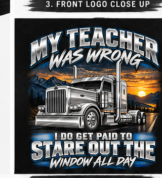 My Teacher Was Wrong trucker back design close-up
