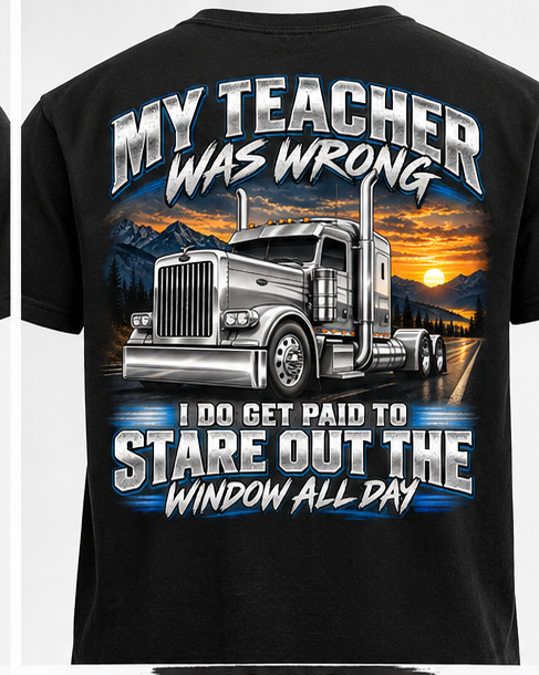 My Teacher Was Wrong paid to stare out the window all day back design
