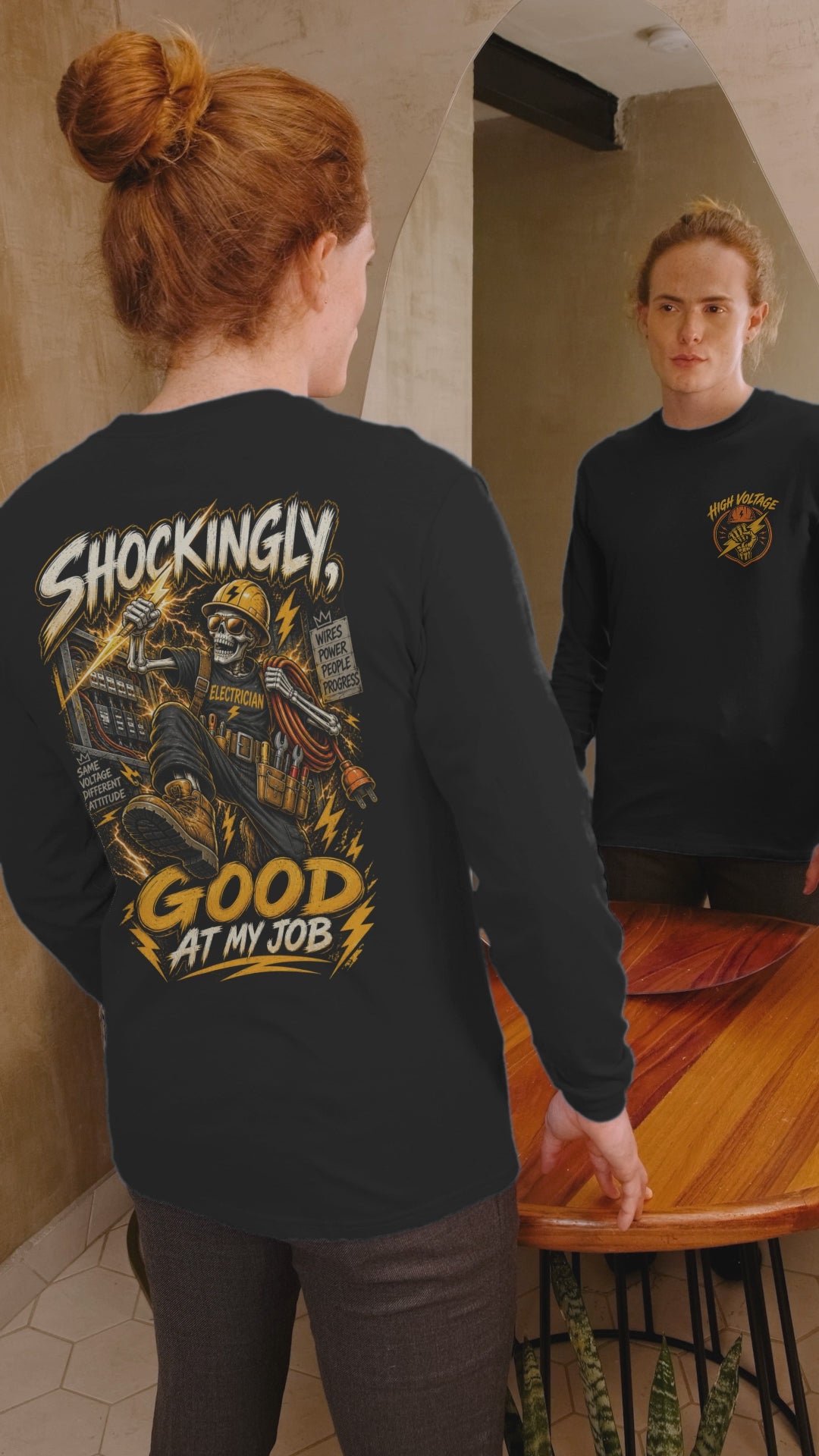 T-Shirt — “Shockingly Good at My Job” Electrician Graphic Tee