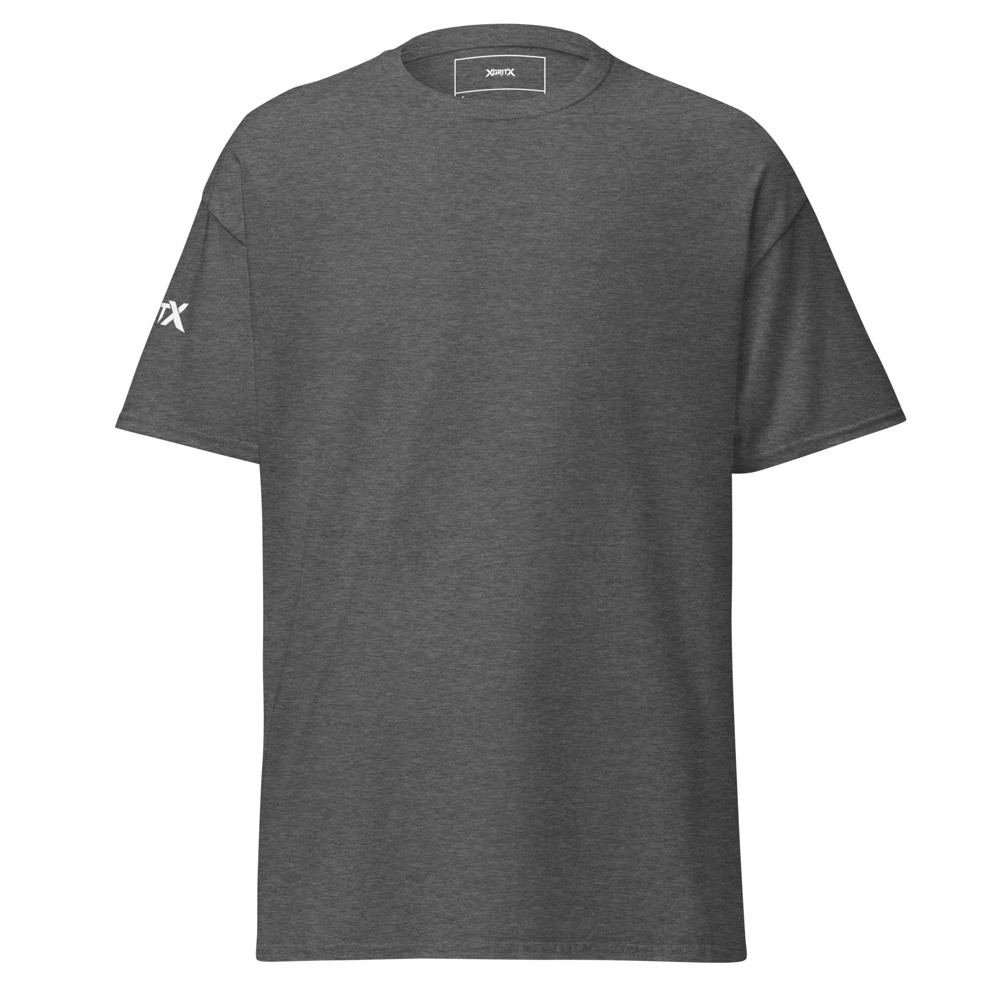 Fueled by Diesel and Coffee trucker T-shirt in dark heather, front view