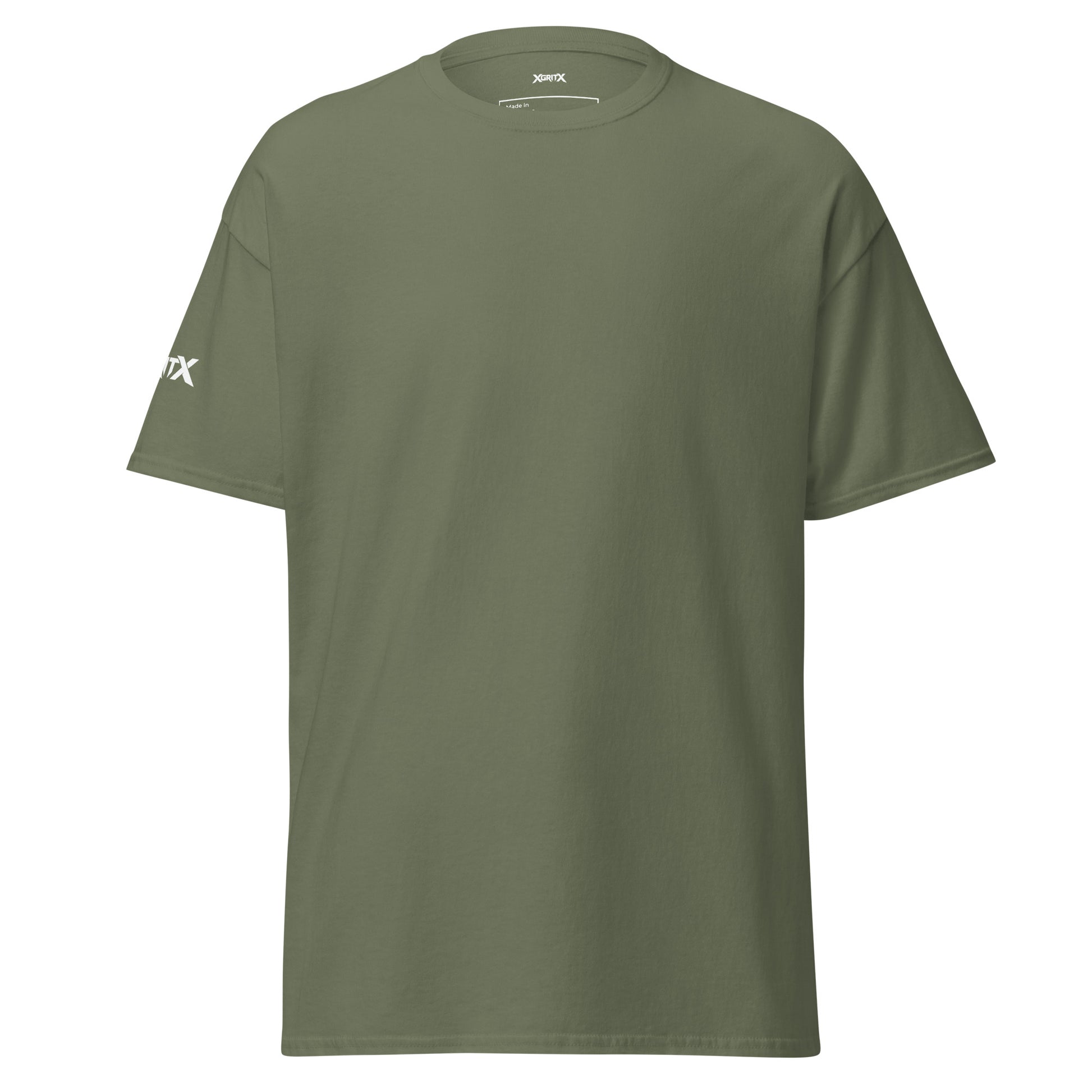 I Don't Snore I Idle trucker T-shirt in military green, front view