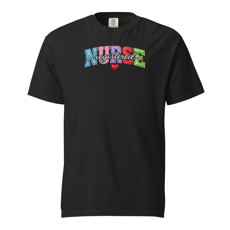 Registered Nurse Shirt – Faux Embroidered Varsity RN Tee