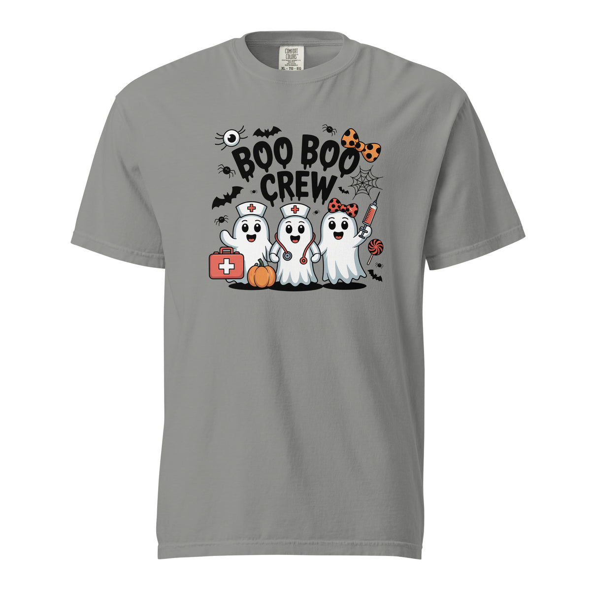 Boo Boo Crew nurse Halloween t-shirt in grey, front view