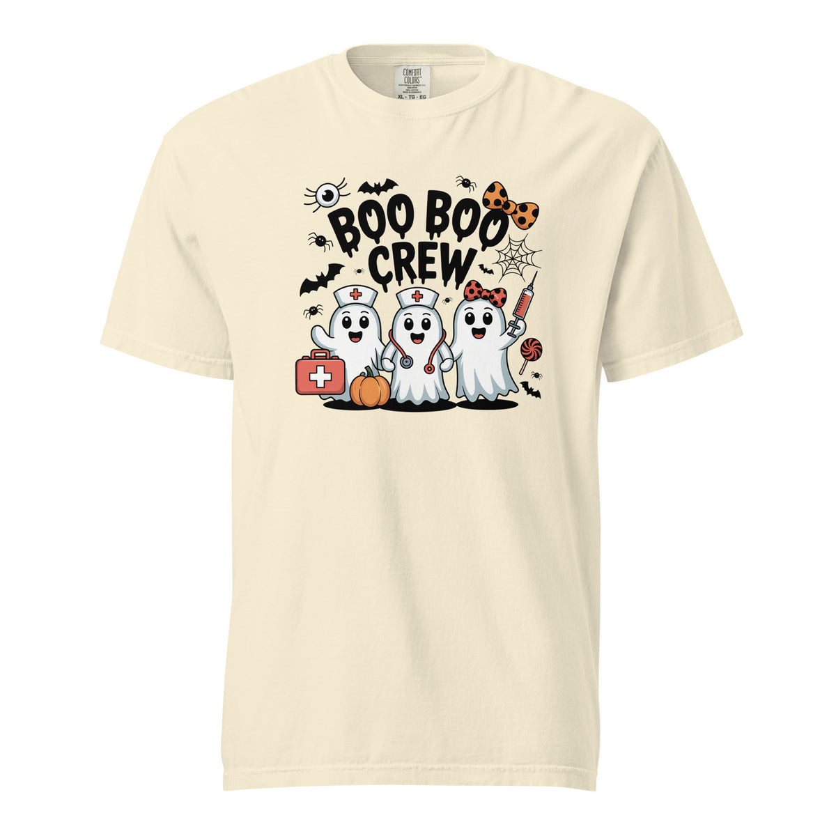 Boo Boo Crew nurse Halloween t-shirt in ivory, front view