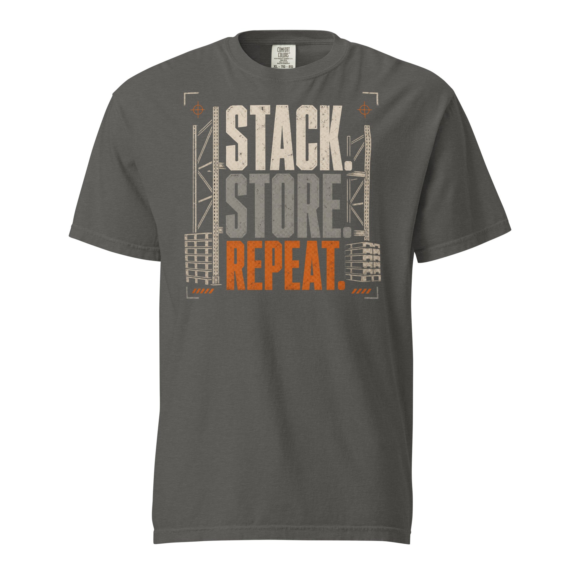 Stack Store Repeat warehouse worker heavyweight T-shirt in pepper, front view