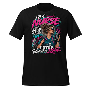 I'm a Nurse funny nursing t-shirt in Black, front view | XGRITX