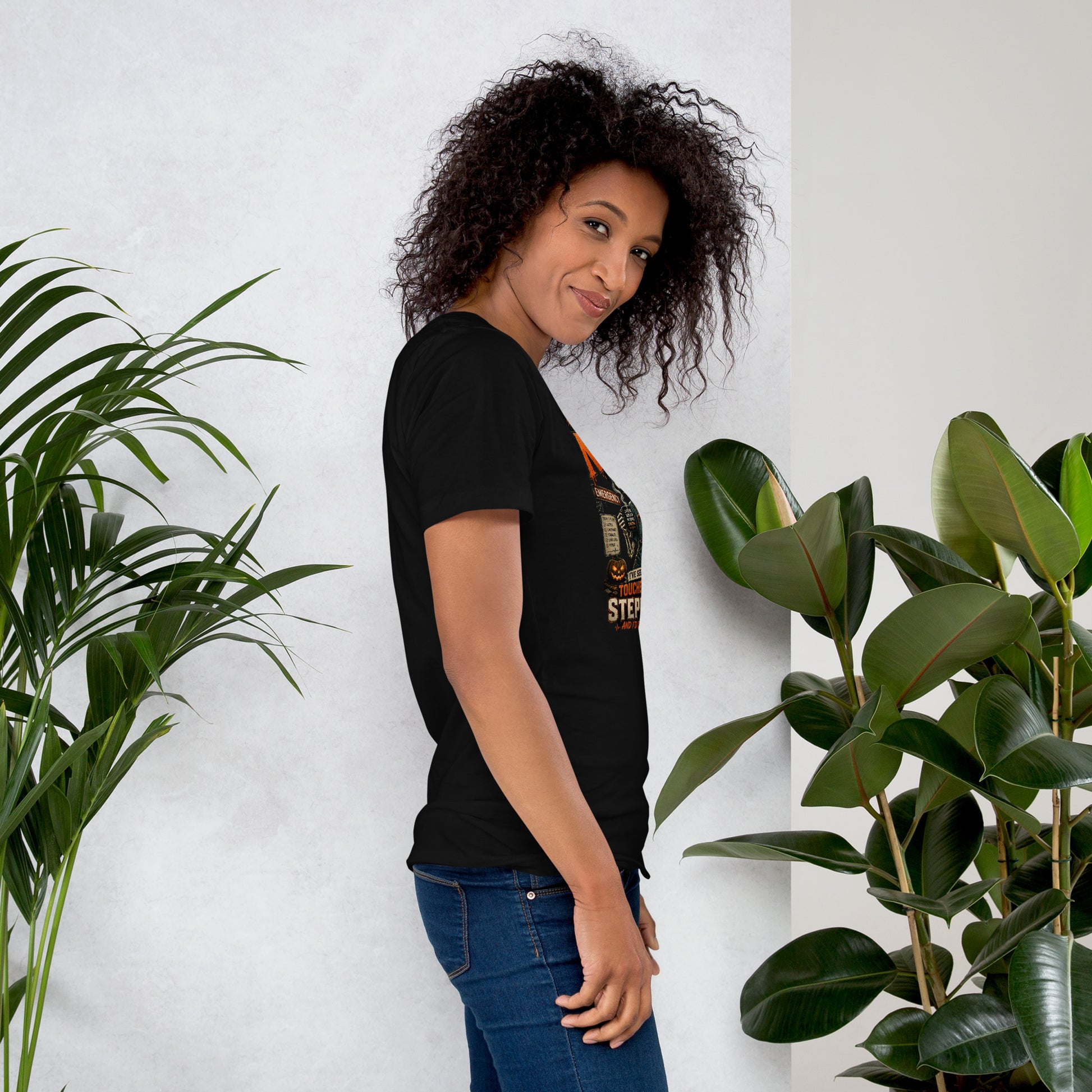 Nothing Scares Me I'm a Nurse skeleton t-shirt in Black, right side view | XGRITX
