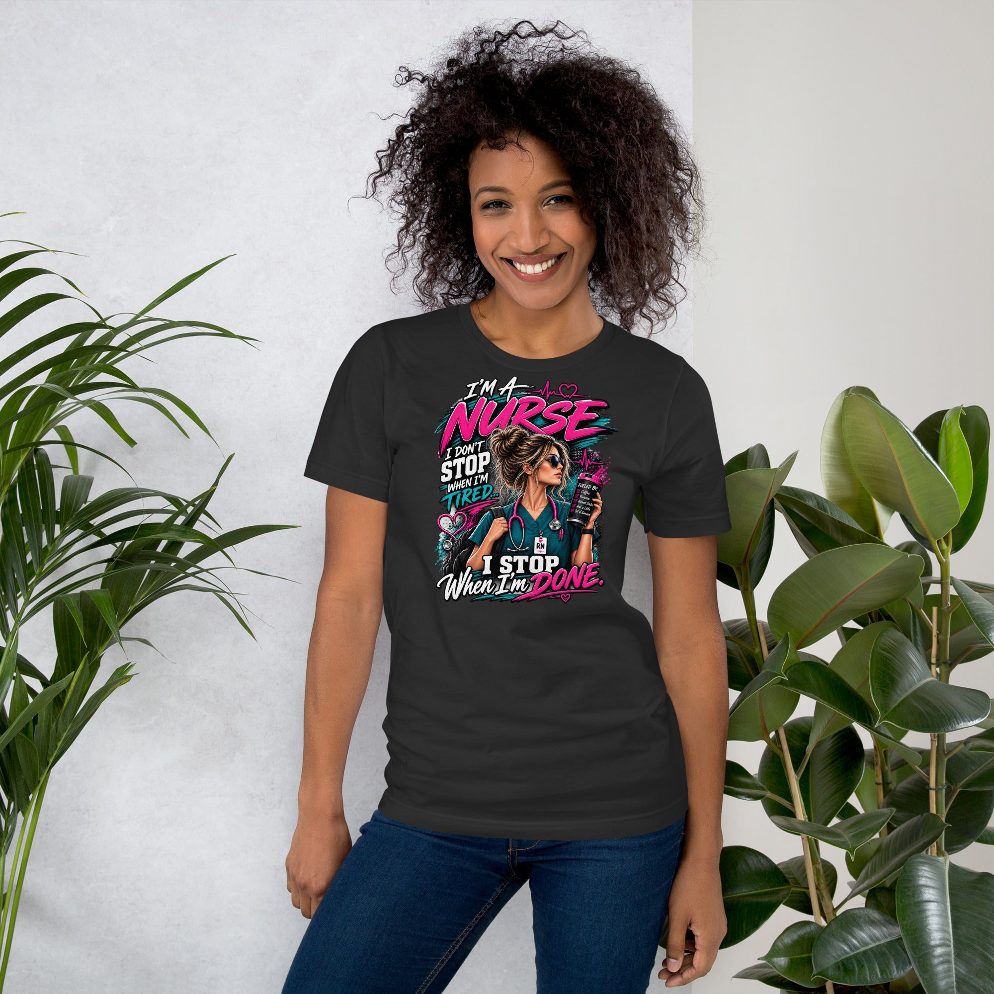 I'm a Nurse funny nursing t-shirt in Dark Grey, front view | XGRITX