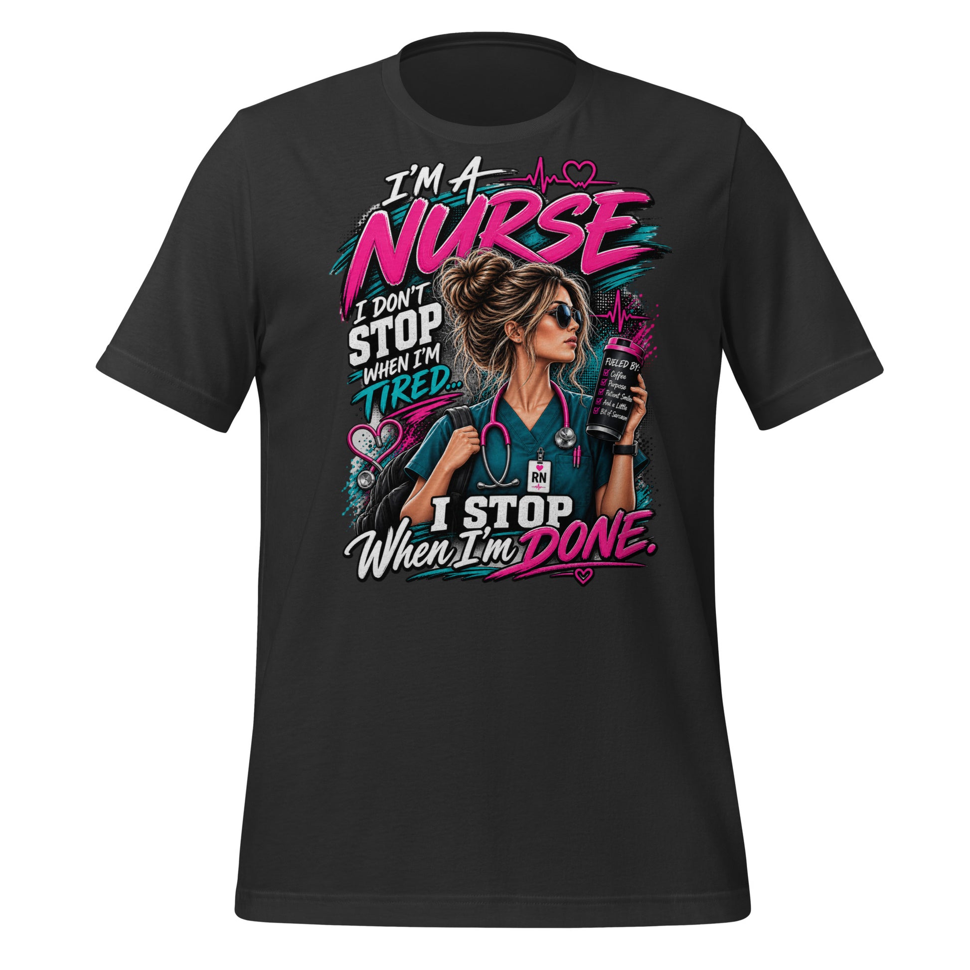 I'm a Nurse t-shirt in Dark Grey, front print detail | XGRITX