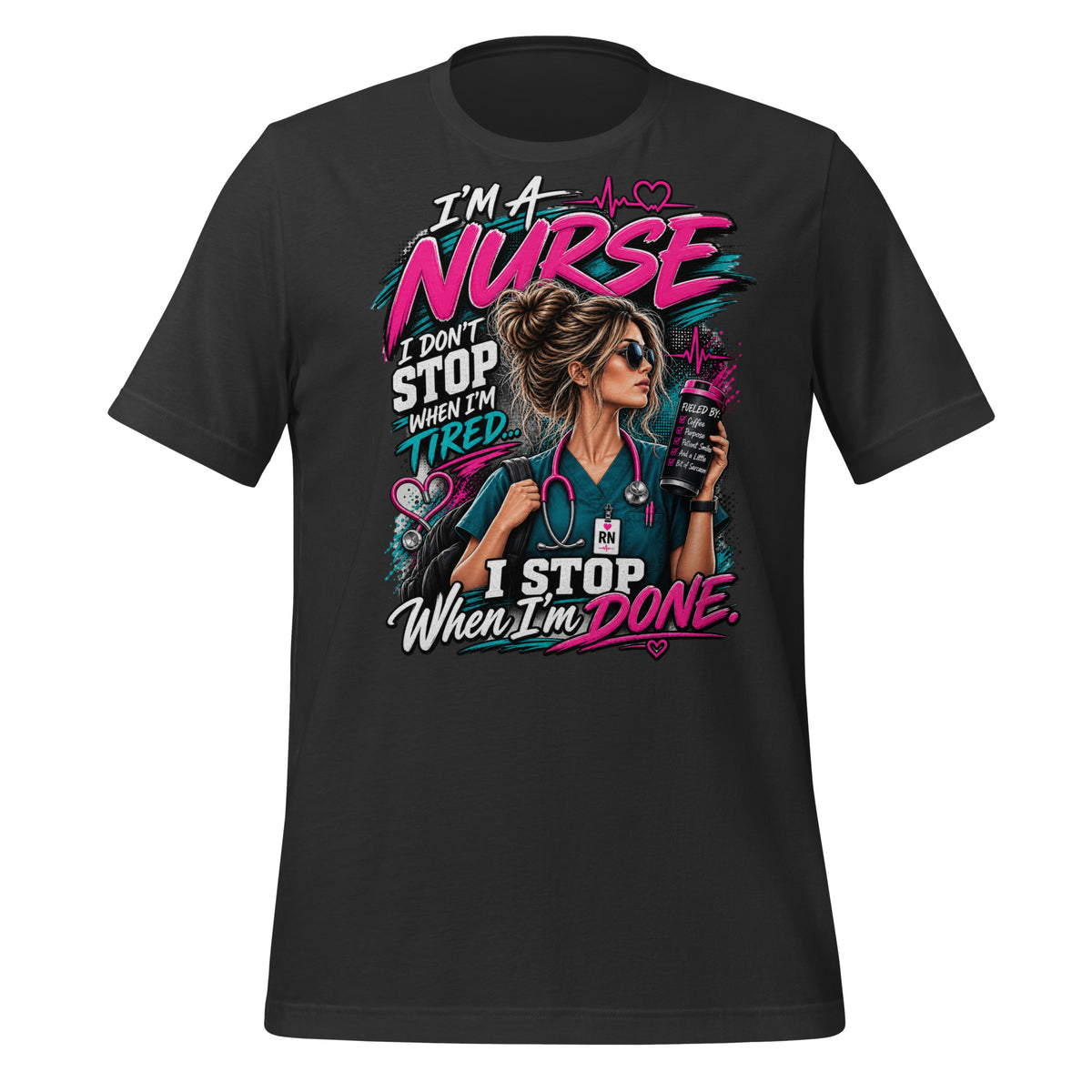 I'm a Nurse t-shirt in Dark Grey, front print detail | XGRITX