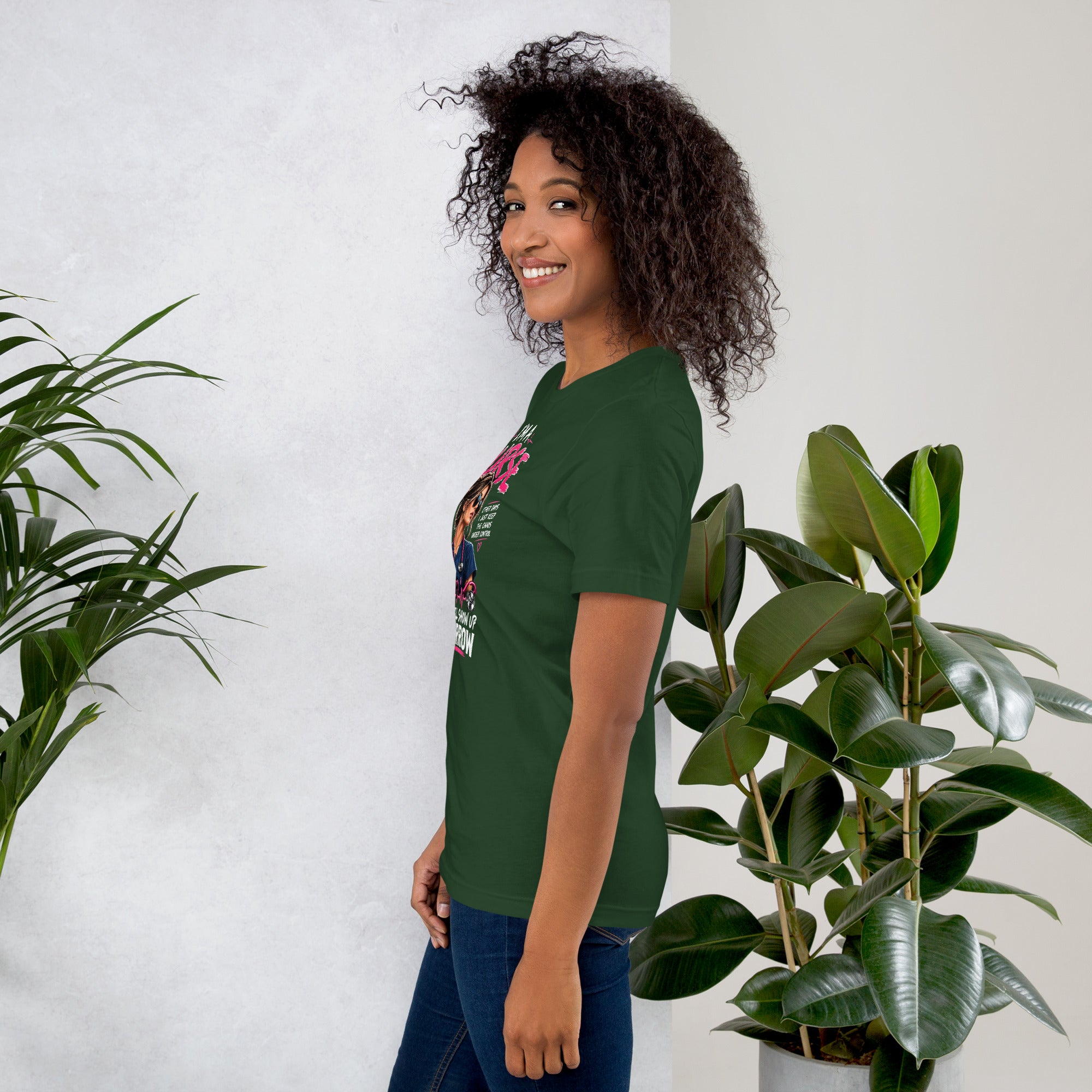 I'm a Nurse Today Tomorrow and Always t-shirt in Forest green, left side view | XGRITX