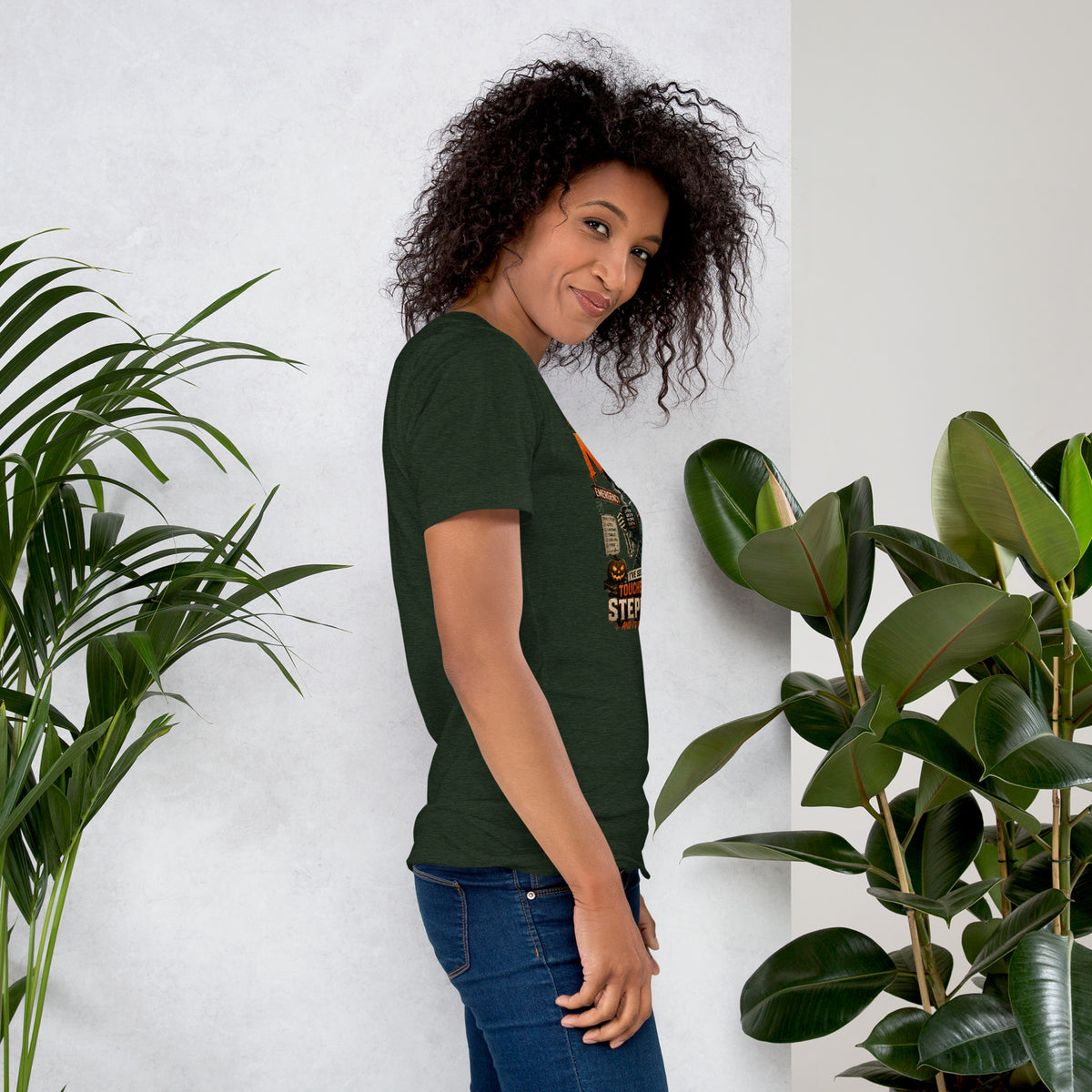 Nothing Scares Me I'm a Nurse skeleton t-shirt in Heather Emerald, right side view | XGRITX
