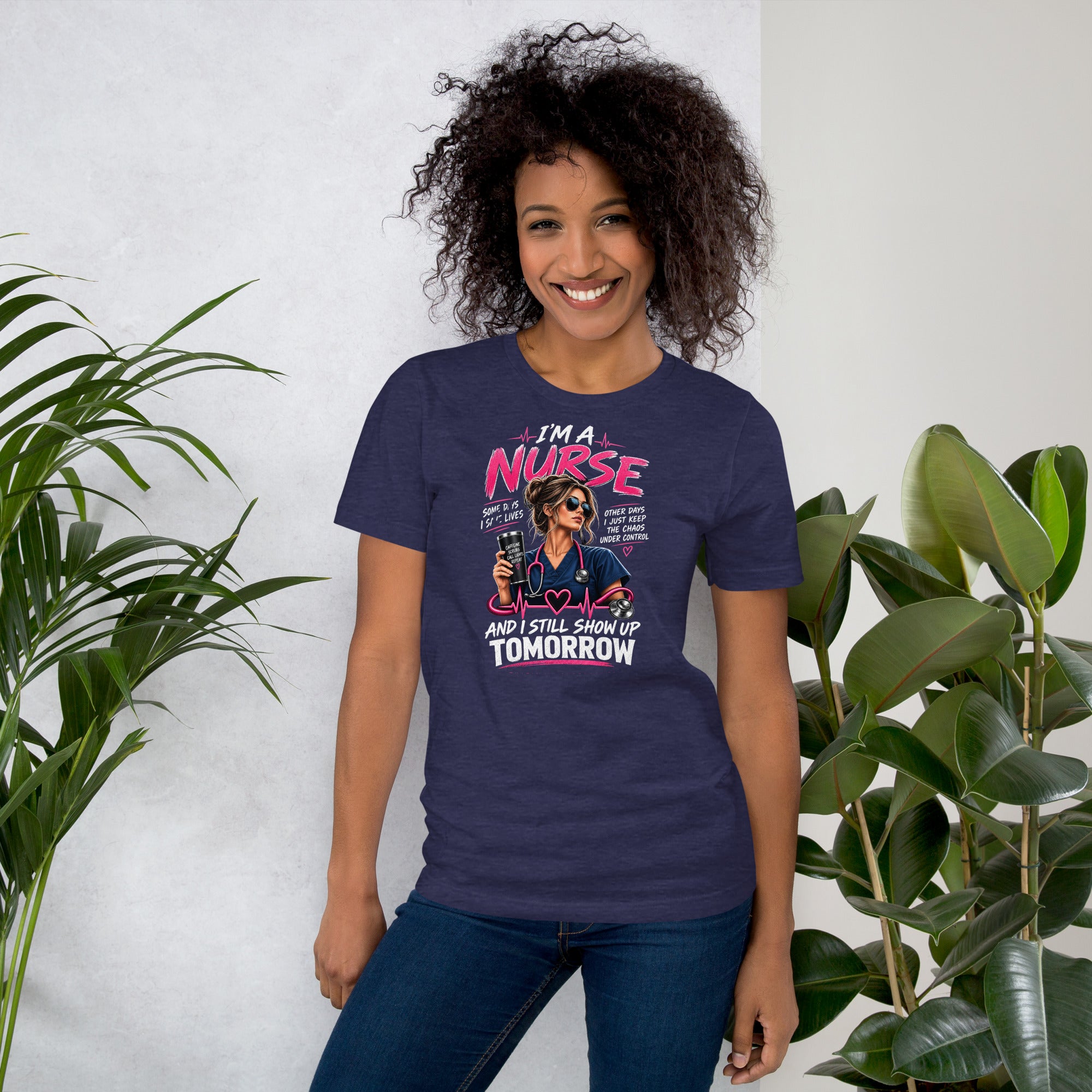 I'm a Nurse Today Tomorrow and Always nurse pride t-shirt in Heather Midnight Navy, front view | XGRITX