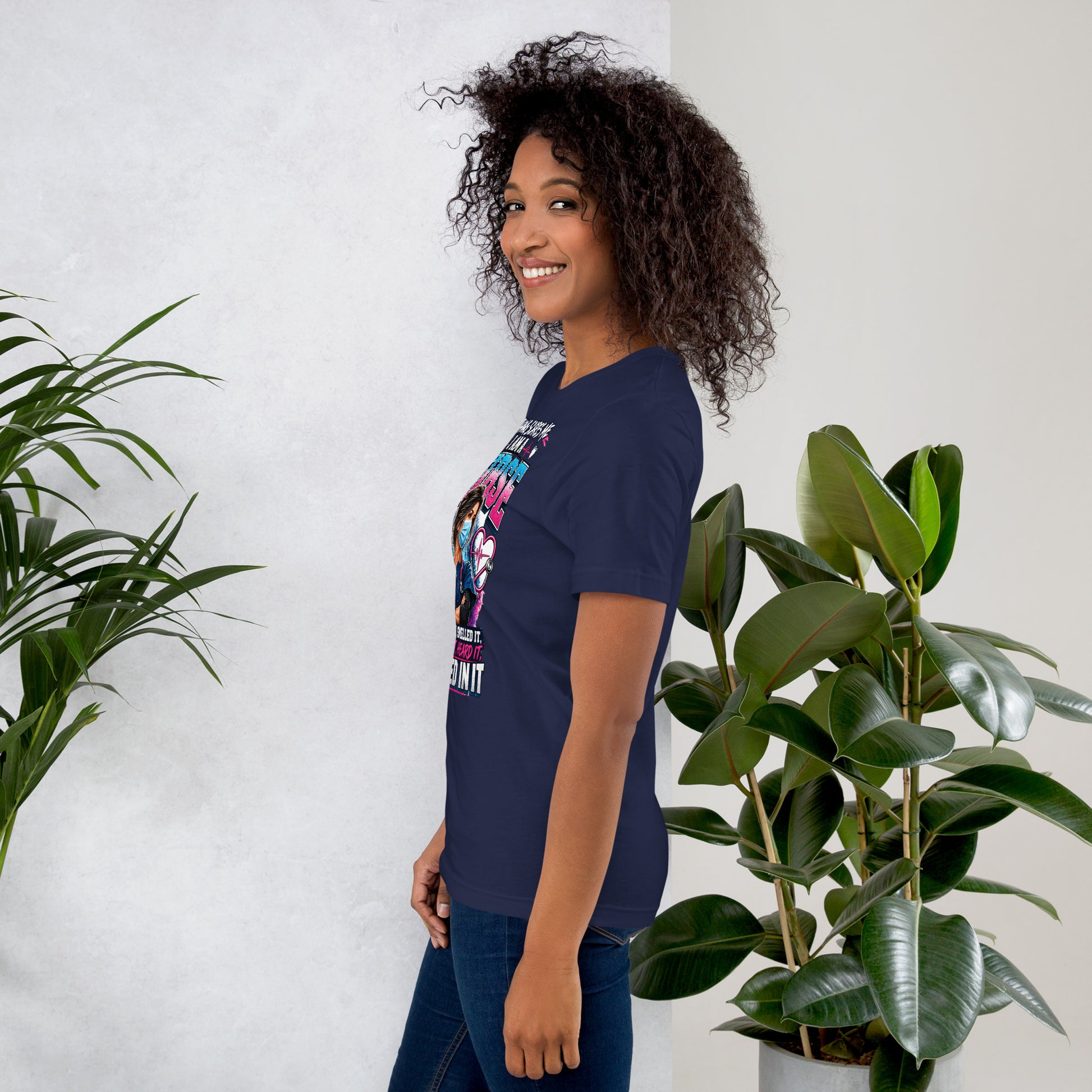 Nothing Scares Me I'm a Nurse t-shirt in Navy, left side view | XGRITX